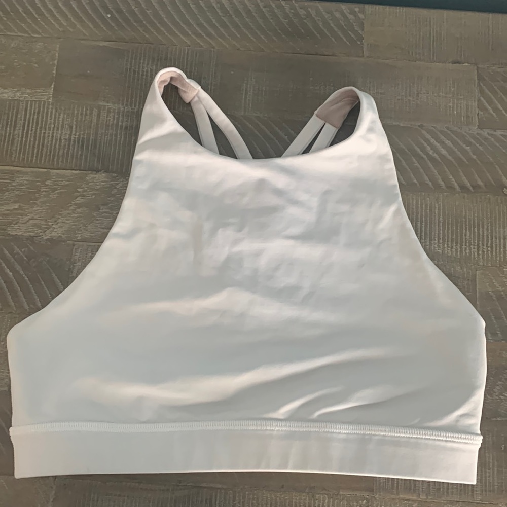Size 6 high neck white sports bra lululemon